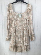 XL Smocked flo print l/s dress