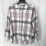 S Plaid button down l/s top