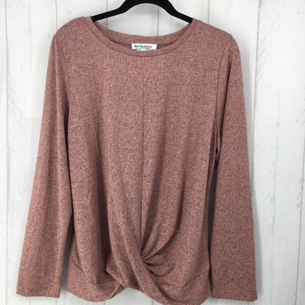 XL Marled knotted hem l/s top