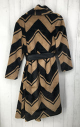 R300 Lp Chevron belted faux fur coat