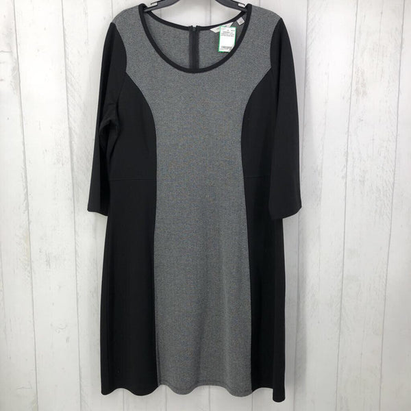 L 3/4 slv printed dress