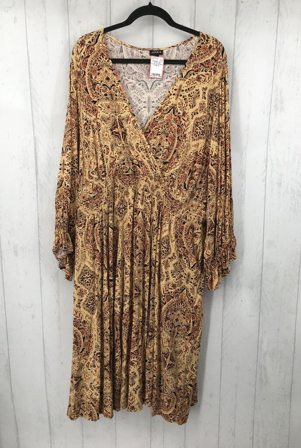 4X Printed crossover l/s dress