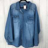 4X Denim button down l/s top