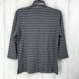 M Striped lace up 3/4 slv top