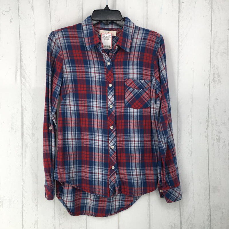 S Plaid button down l/s top