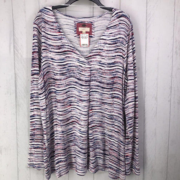 XL Striped v-neck l/s top