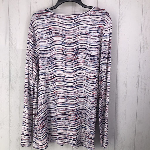 XL Striped v-neck l/s top