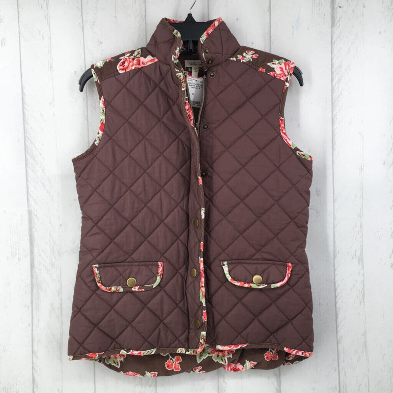 S Quilted w/flo print vest