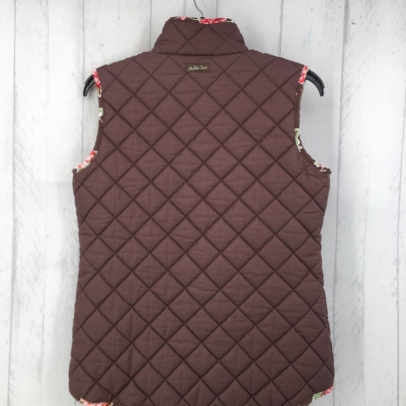 S Quilted w/flo print vest