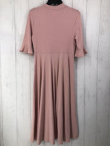 M ribed mock neck flutter slv dress