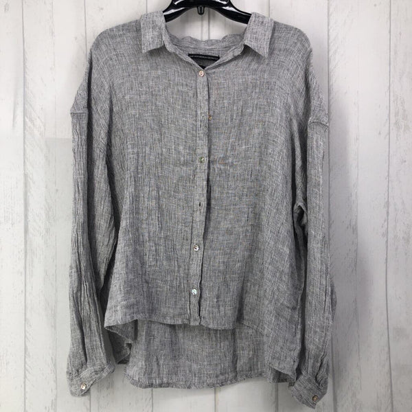 L Linen button down l/s top