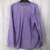 L Striped v-neck l/s top