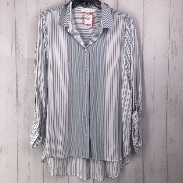 L Striped button down l/s top