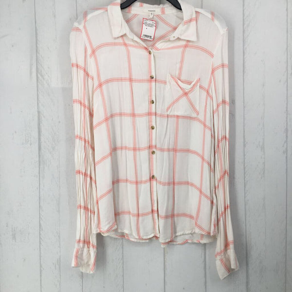 L Plaid button down l/s top