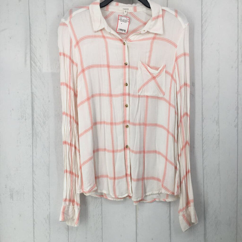 L Plaid button down l/s top