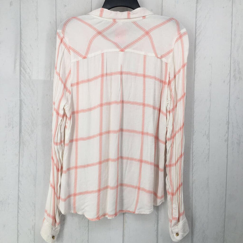 L Plaid button down l/s top