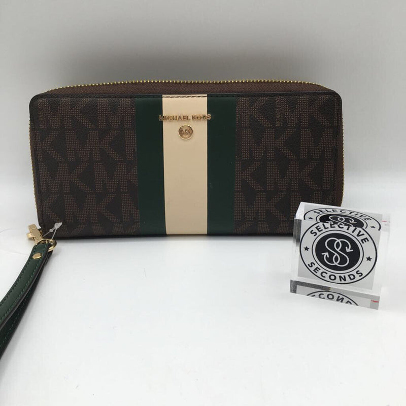 R198 stripe monogram zip around wallet/wristlet