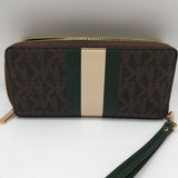 R198 stripe monogram zip around wallet/wristlet