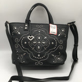 studded zip top tote w/ crossbody strap