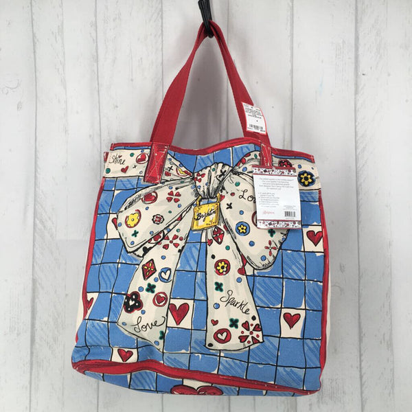 love sparkle heart canvas tote