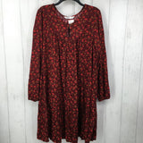 XL Flo print tiered l/s dress