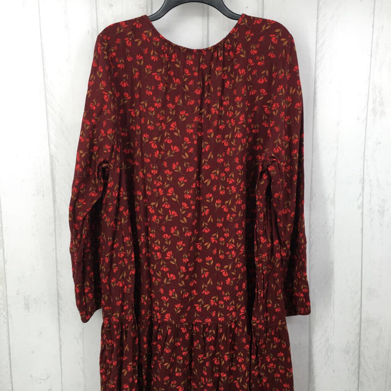 XL Flo print tiered l/s dress