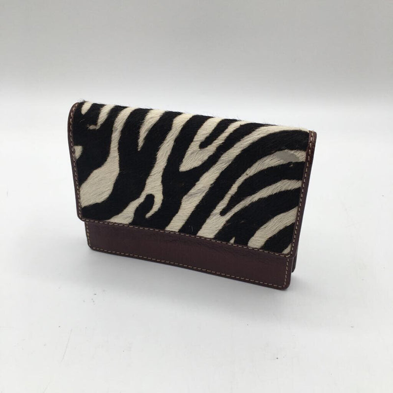 zebra print bi-fold id/coin wallet