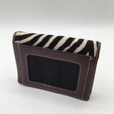 zebra print bi-fold id/coin wallet