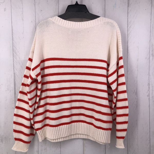 L l/s stripe heart sweater