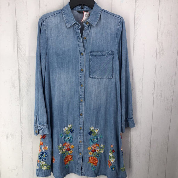 XS Embroidered denim l/s dress