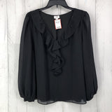 L Ruffled v-neck l/s top