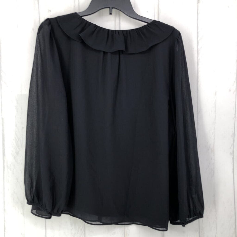 L Ruffled v-neck l/s top