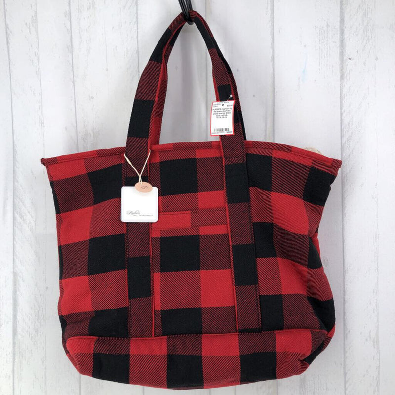 buffalo plaid sherpa lined tote