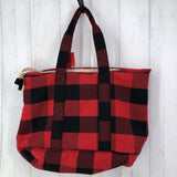 buffalo plaid sherpa lined tote