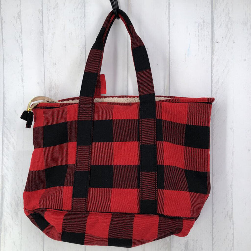 buffalo plaid sherpa lined tote