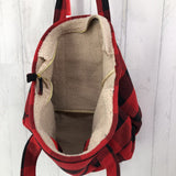 buffalo plaid sherpa lined tote