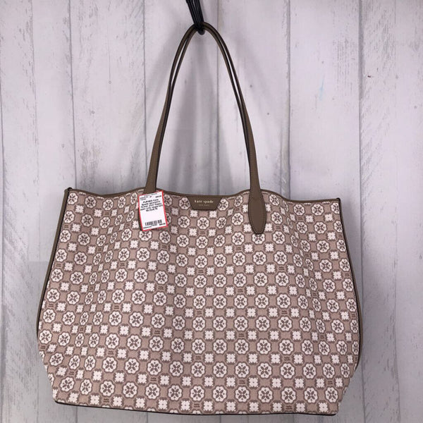 geometric flower print floppy open tote