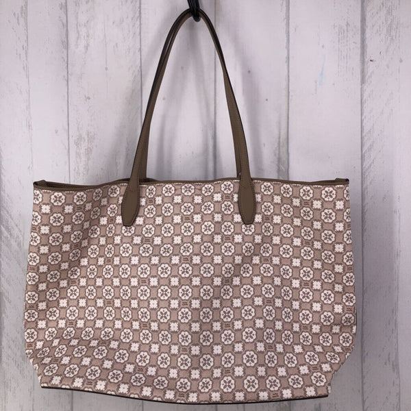 geometric flower print floppy open tote