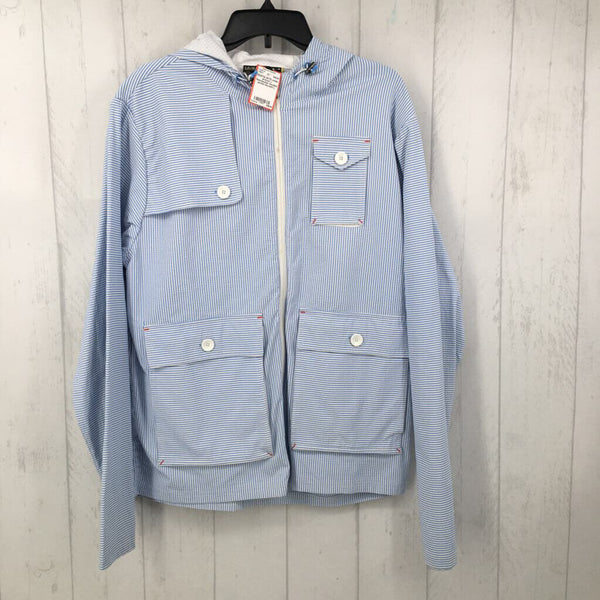 L Seersucker hooded jacket