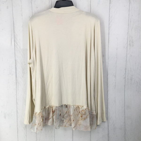 XL l/s open sheer ruffle hem cardigan