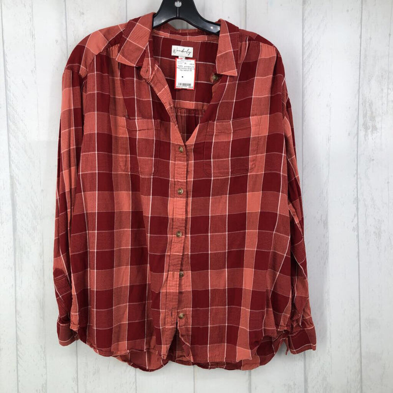 M Plaid button down l/s top