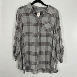 1X Plaid button down l/s top