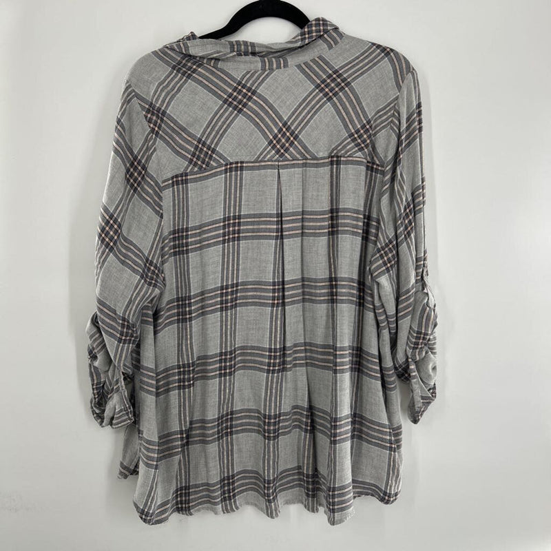 1X Plaid button down l/s top