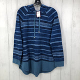 L l/s stripe top w/ hood