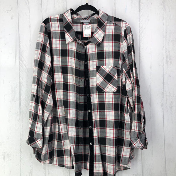 1X Plaid button down l/s top