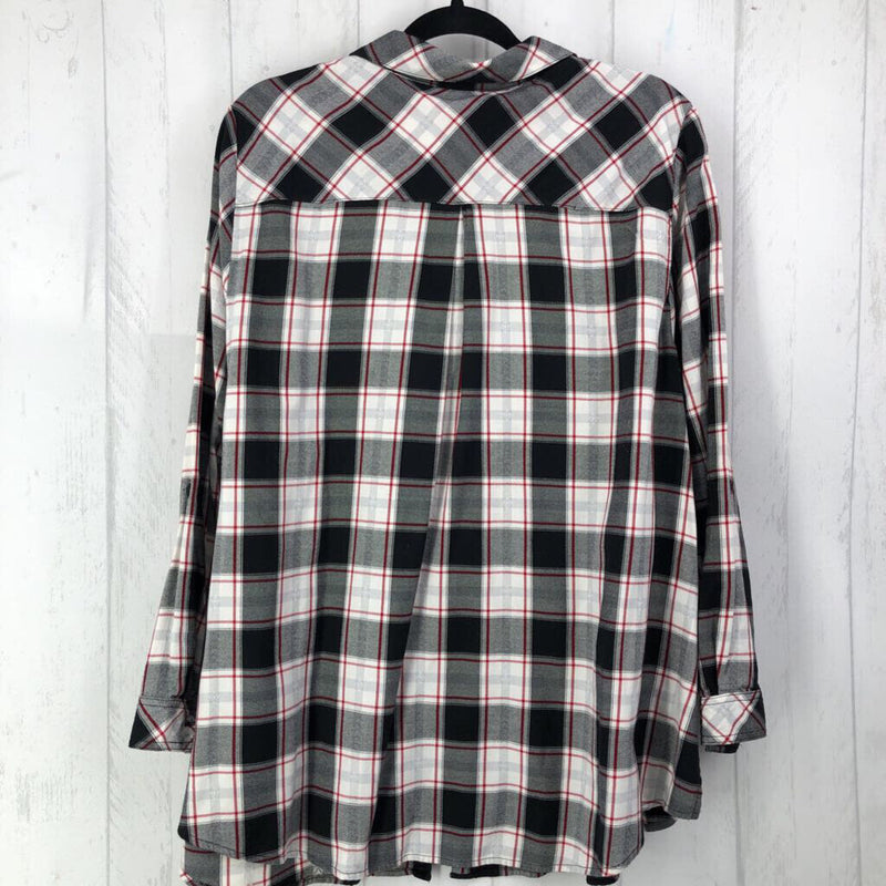 1X Plaid button down l/s top