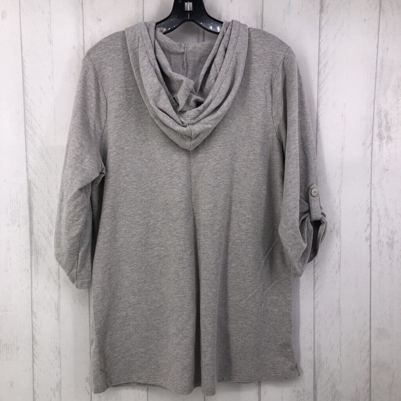 M elbow slv v-neck top w/ hood