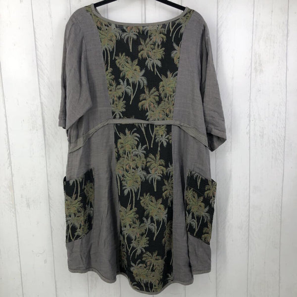 0 Printed v-neck 3/4 slv dress