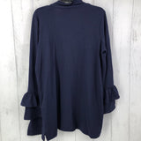 M ruffle l/s open cardigan