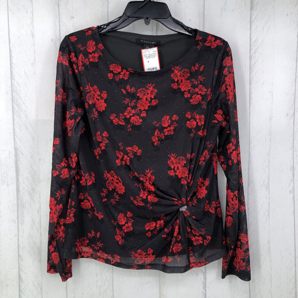 M Flo print gathered l/s top